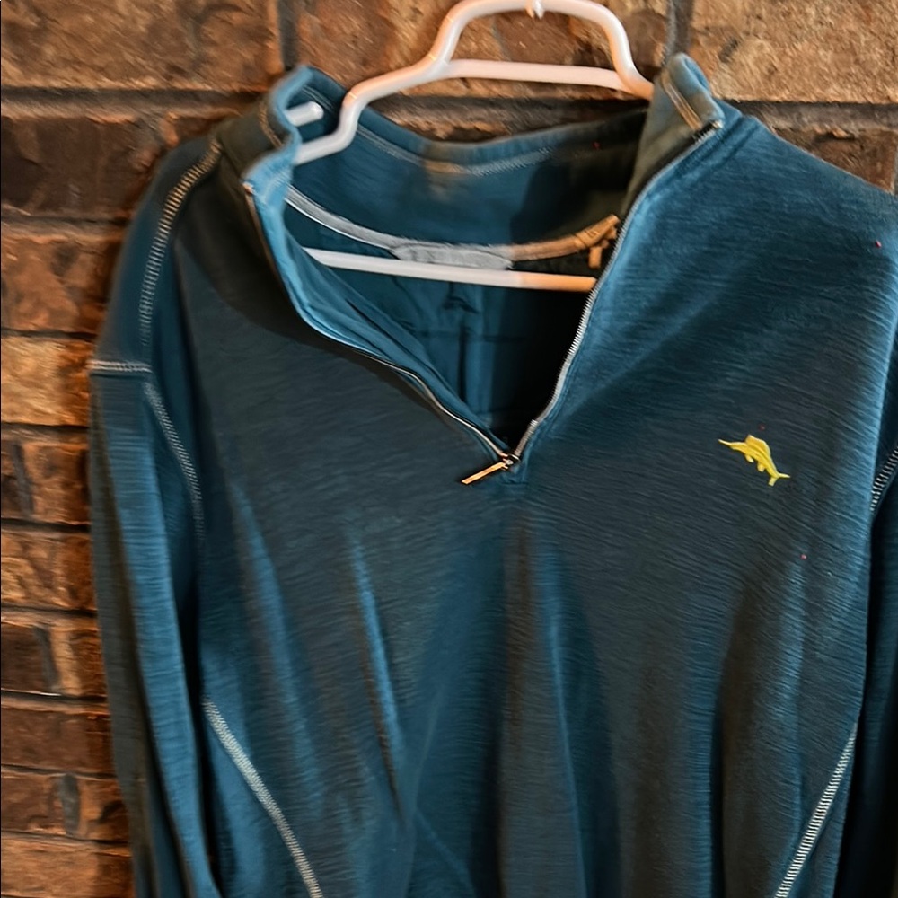 Teal Quarter-Zip Pullover with Dolphin Logo